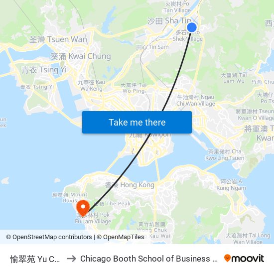 愉翠苑 Yu Chui Court to Chicago Booth School of Business Hong Kong campus map