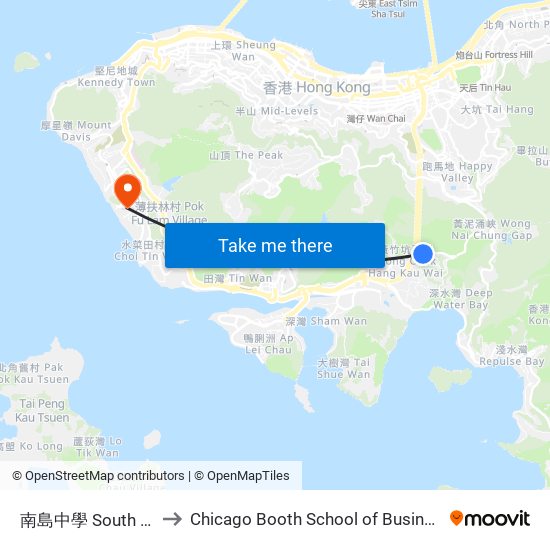 南島中學 South Island School to Chicago Booth School of Business Hong Kong campus map