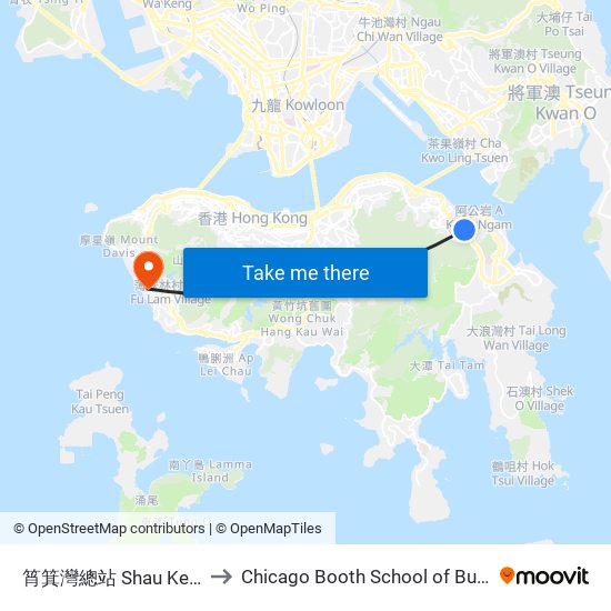 筲箕灣總站 Shau Kei Wan Bus Terminus to Chicago Booth School of Business Hong Kong campus map