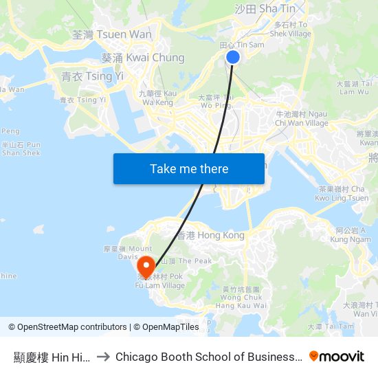 顯慶樓 Hin Hing House to Chicago Booth School of Business Hong Kong campus map