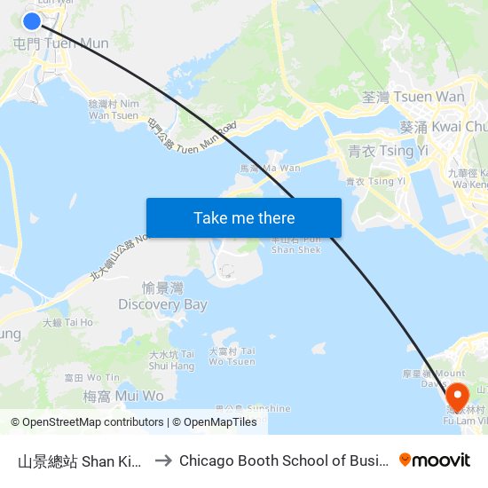 山景總站 Shan King Bus Terminus to Chicago Booth School of Business Hong Kong campus map