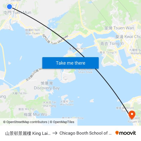 山景邨景麗樓 King Lai House Shan King Estate to Chicago Booth School of Business Hong Kong campus map