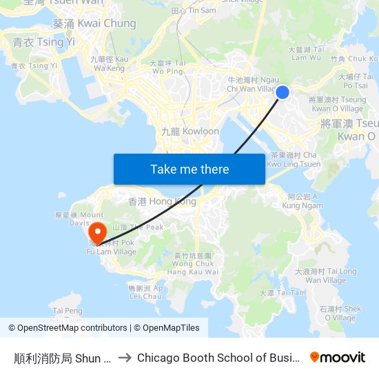 順利消防局 Shun Lee Fire Station to Chicago Booth School of Business Hong Kong campus map