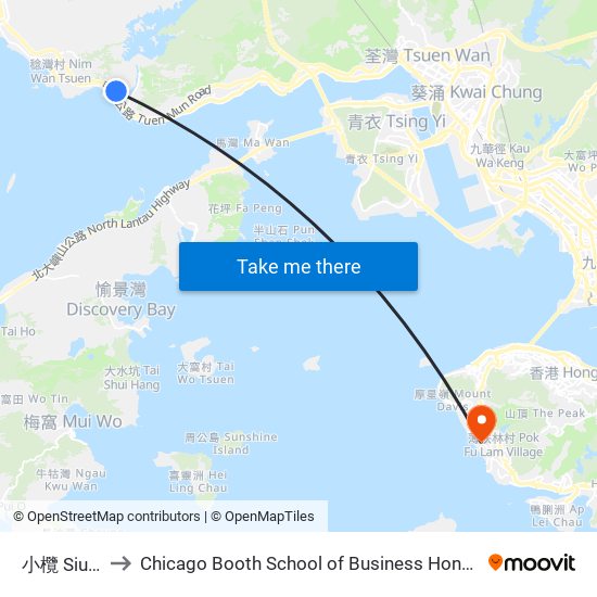 小欖 Siu Lam to Chicago Booth School of Business Hong Kong campus map