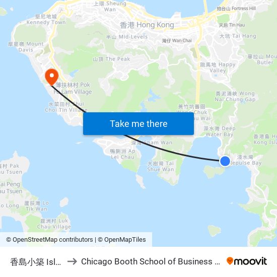 香島小築 Island Club to Chicago Booth School of Business Hong Kong campus map