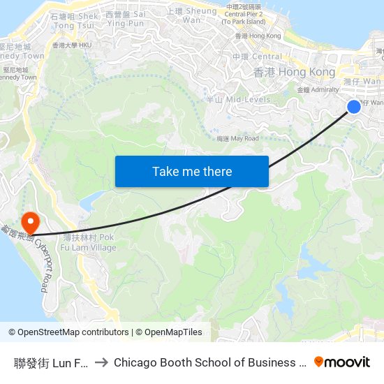 聯發街 Lun Fat Street to Chicago Booth School of Business Hong Kong campus map