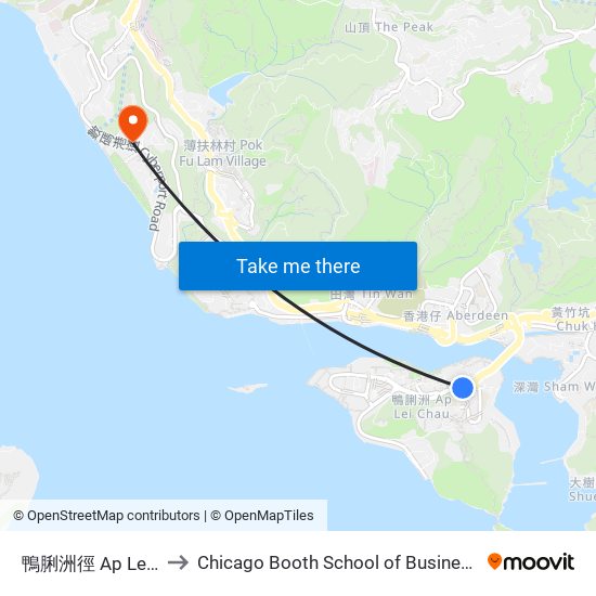 鴨脷洲徑 Ap Lei Chau Drive to Chicago Booth School of Business Hong Kong campus map