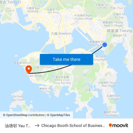 油塘邨 Yau Tong Estate to Chicago Booth School of Business Hong Kong campus map