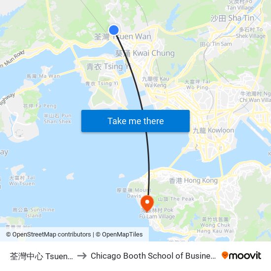 荃灣中心 Tsuen Wan Centre to Chicago Booth School of Business Hong Kong campus map