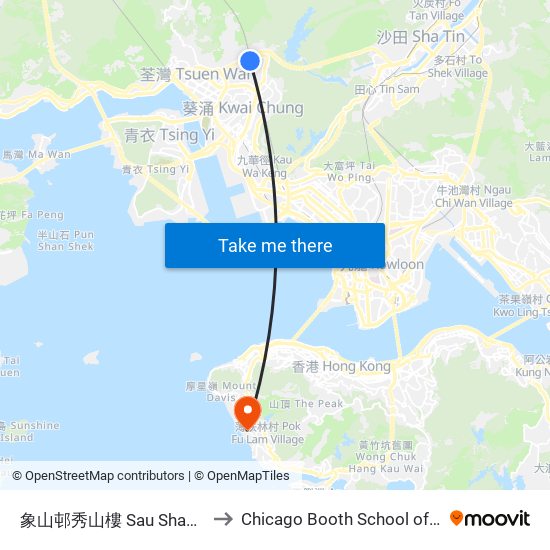 象山邨秀山樓 Sau Shan House Cheung Shan Estate to Chicago Booth School of Business Hong Kong campus map