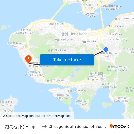 跑馬地(下) Happy Valley (Lower) to Chicago Booth School of Business Hong Kong campus map