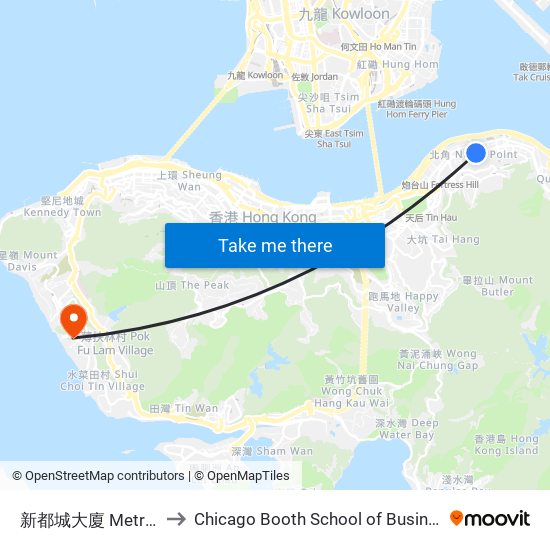 新都城大廈 Metropole Building to Chicago Booth School of Business Hong Kong campus map