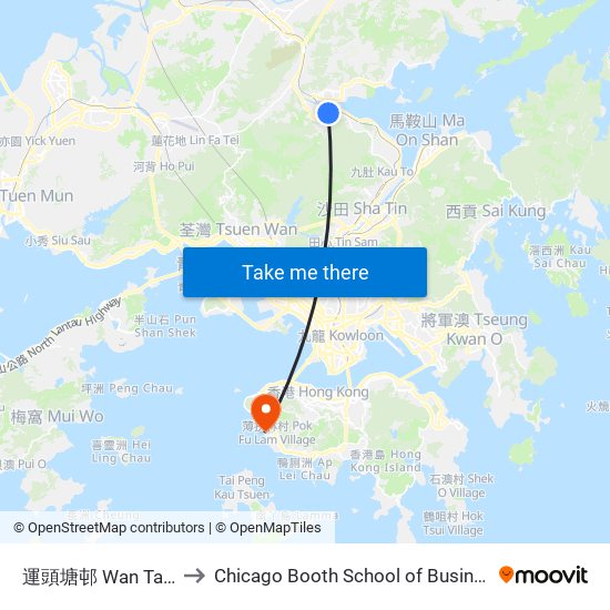 運頭塘邨 Wan Tau Tong Estate to Chicago Booth School of Business Hong Kong campus map