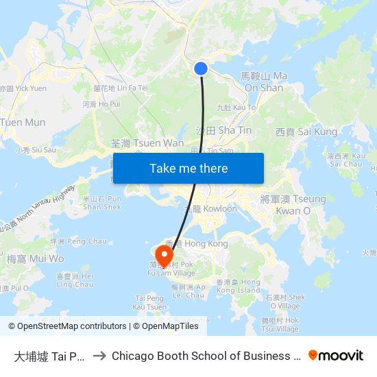 大埔墟 Tai Po Market to Chicago Booth School of Business Hong Kong campus map