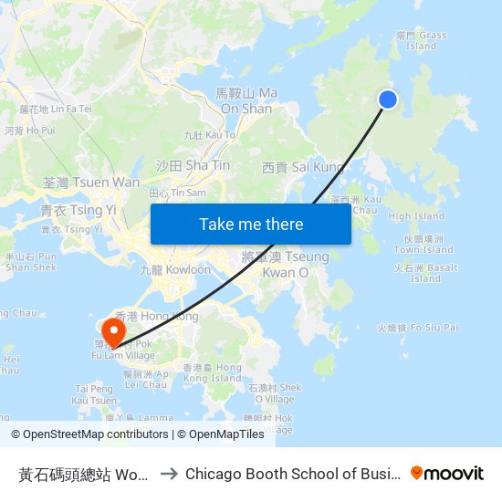 黃石碼頭總站 Wong Shek Pier B/T to Chicago Booth School of Business Hong Kong campus map