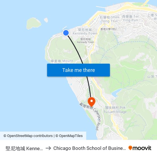 堅尼地城 Kennedy Town B/T to Chicago Booth School of Business Hong Kong campus map