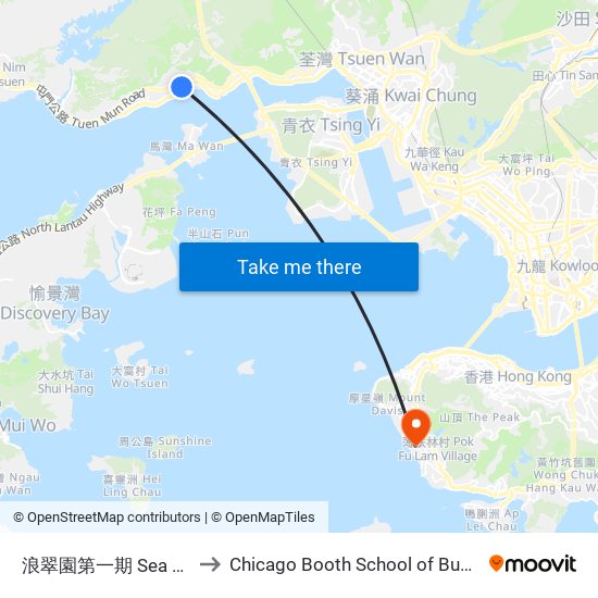 浪翠園第一期 Sea Crest Villa Phase 1 to Chicago Booth School of Business Hong Kong campus map