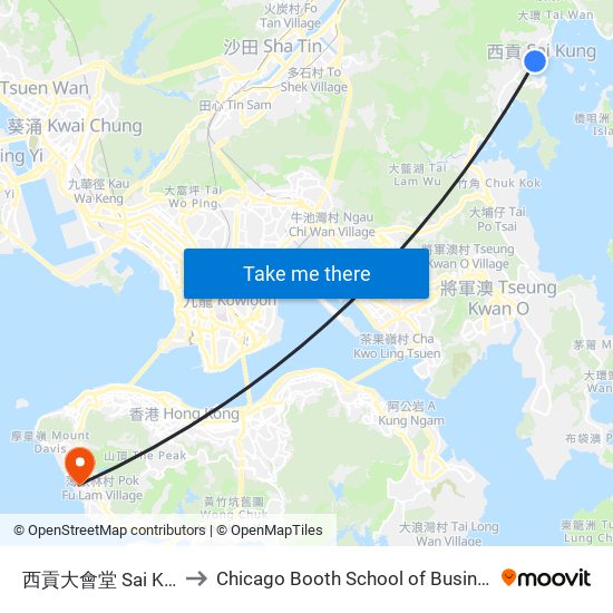 西貢大會堂 Sai Kung Town Hall to Chicago Booth School of Business Hong Kong campus map