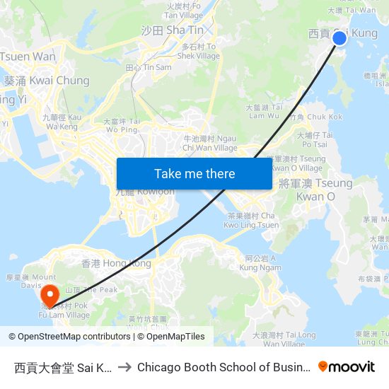 西貢大會堂 Sai Kung Town Hall to Chicago Booth School of Business Hong Kong campus map