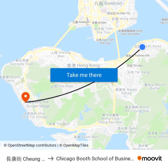 長康街 Cheung Hong Street to Chicago Booth School of Business Hong Kong campus map