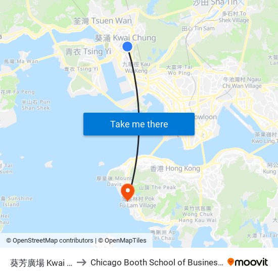 葵芳廣場 Kwai Fong Plaza to Chicago Booth School of Business Hong Kong campus map