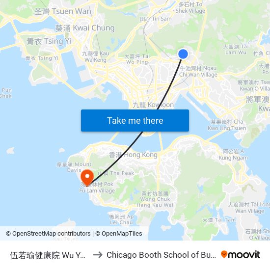伍若瑜健康院 Wu York Yu Health Centre to Chicago Booth School of Business Hong Kong campus map