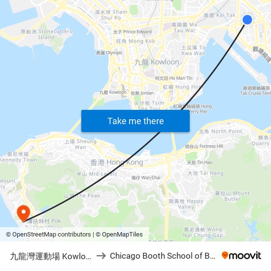 九龍灣運動場 Kowloon Bay Sports Ground to Chicago Booth School of Business Hong Kong campus map