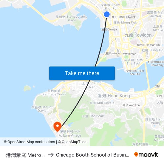 港灣豪庭 Metro Harbourview to Chicago Booth School of Business Hong Kong campus map