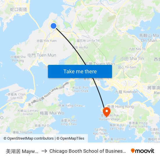 美湖居 Maywood Court to Chicago Booth School of Business Hong Kong campus map