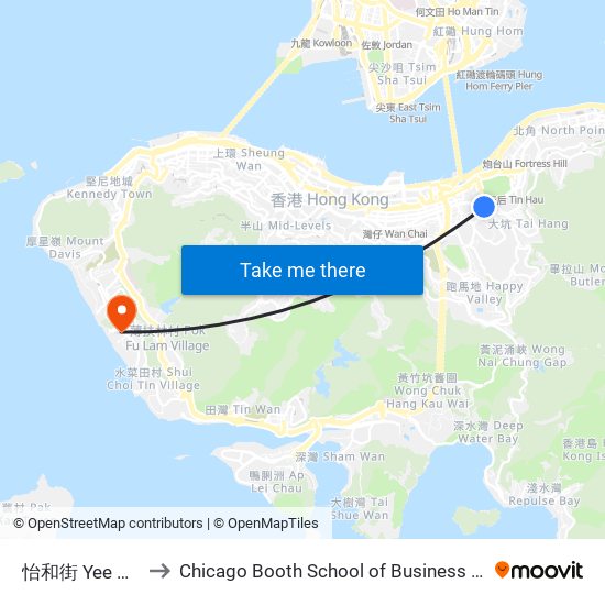 怡和街 Yee Wo Street to Chicago Booth School of Business Hong Kong campus map