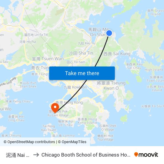 泥涌 Nai Chung to Chicago Booth School of Business Hong Kong campus map