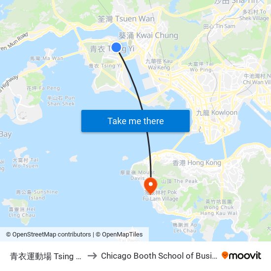 青衣運動場 Tsing Yi Sports Ground to Chicago Booth School of Business Hong Kong campus map