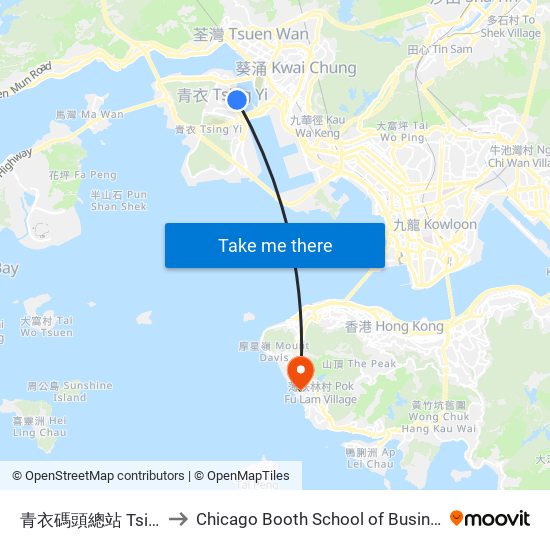 青衣碼頭總站 Tsing Yi Ferry B/T to Chicago Booth School of Business Hong Kong campus map