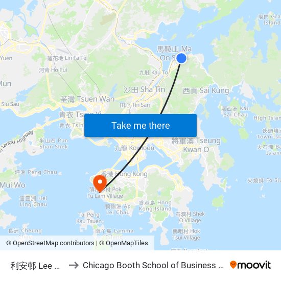 利安邨 Lee on Estate to Chicago Booth School of Business Hong Kong campus map