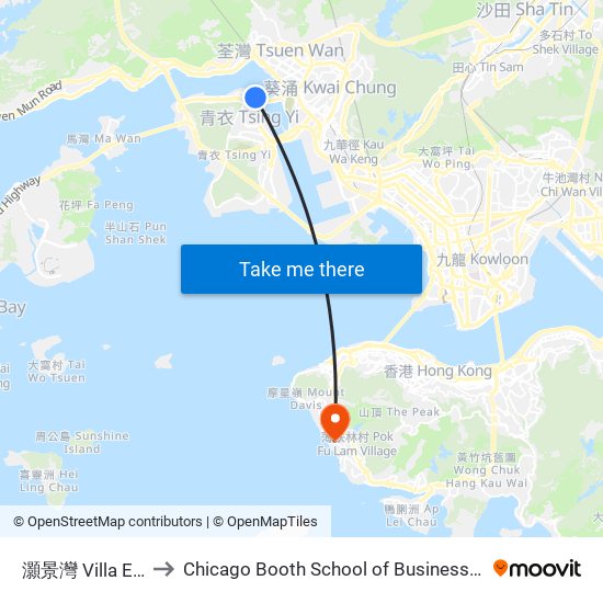 灝景灣 Villa Esplanada to Chicago Booth School of Business Hong Kong campus map