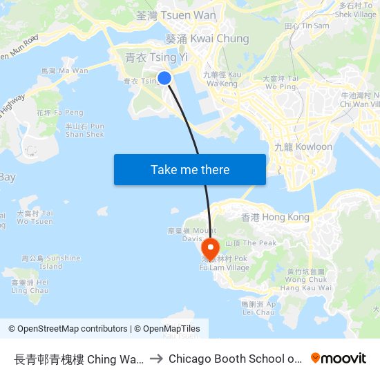 長青邨青槐樓 Ching Wai House Cheung Ching Estate to Chicago Booth School of Business Hong Kong campus map