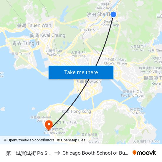 第一城寶城街 Po Shing Street Cityone to Chicago Booth School of Business Hong Kong campus map
