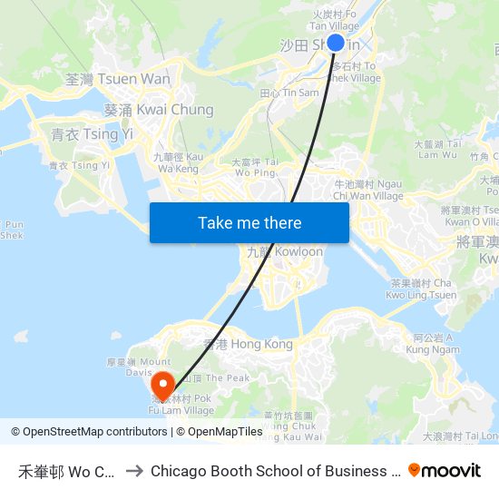 禾輋邨 Wo Che Estate to Chicago Booth School of Business Hong Kong campus map