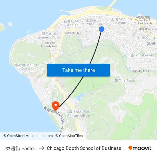 東邊街 Eastern Street to Chicago Booth School of Business Hong Kong campus map