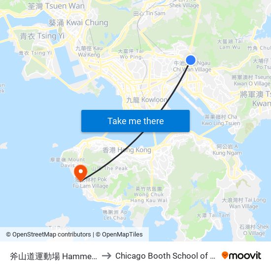 斧山道運動場 Hammer Hill Road Sports Ground to Chicago Booth School of Business Hong Kong campus map