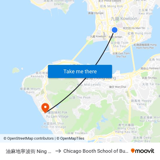 油麻地寧波街 Ning Po Street Yau MA Tei to Chicago Booth School of Business Hong Kong campus map