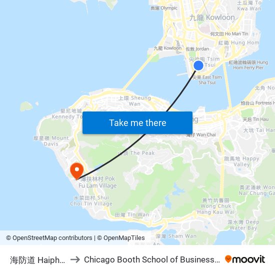 海防道 Haiphong Road to Chicago Booth School of Business Hong Kong campus map