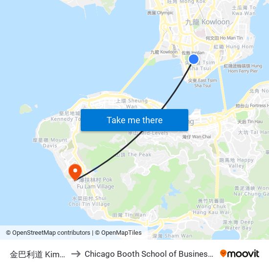 金巴利道 Kimberly Road to Chicago Booth School of Business Hong Kong campus map