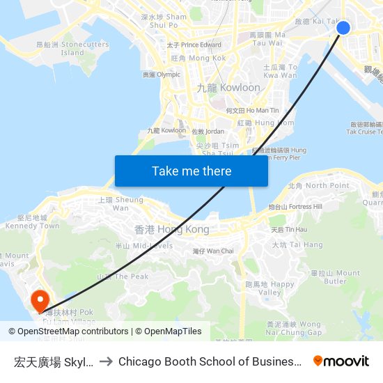 宏天廣場 Skyline Tower to Chicago Booth School of Business Hong Kong campus map