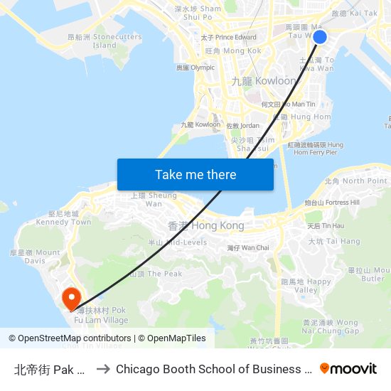 北帝街 Pak Tai Street to Chicago Booth School of Business Hong Kong campus map