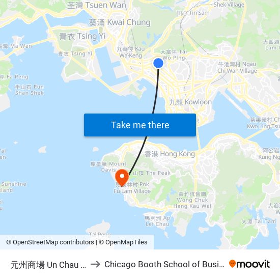 元州商場 Un Chau Shopping Centre to Chicago Booth School of Business Hong Kong campus map
