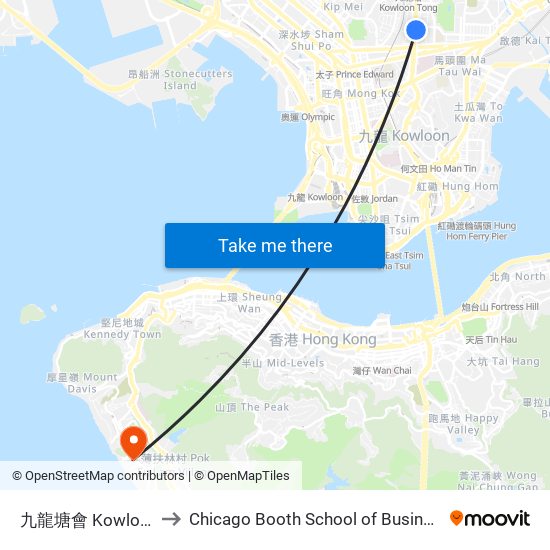 九龍塘會 Kowloon Tong Club to Chicago Booth School of Business Hong Kong campus map