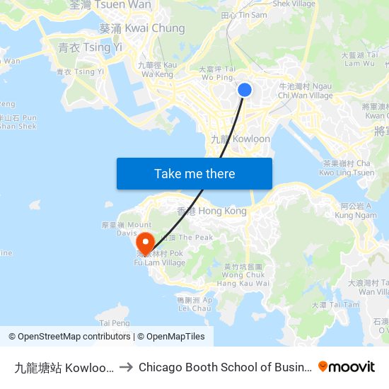九龍塘站 Kowloon Tong Station to Chicago Booth School of Business Hong Kong campus map
