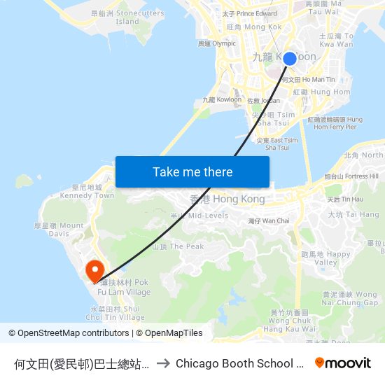 何文田(愛民邨)巴士總站 Ho Man Tin (Oi Man Estate) B/T to Chicago Booth School of Business Hong Kong campus map