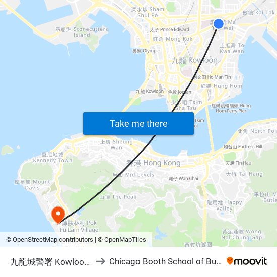 九龍城警署 Kowloon City Police Station to Chicago Booth School of Business Hong Kong campus map